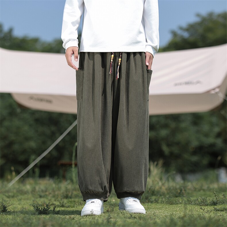 风秋冬休闲裤男宽松大码阔腿哈伦裤潮流灯芯绒长裤子AK13P45,男装休闲裤,星座220-2
