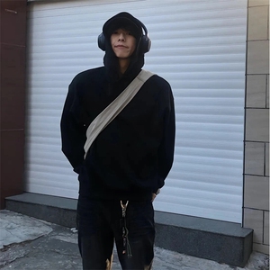 抖音得物高品质二开 秋冬美式高街重磅结构辑明线连帽卫衣外套W75图片