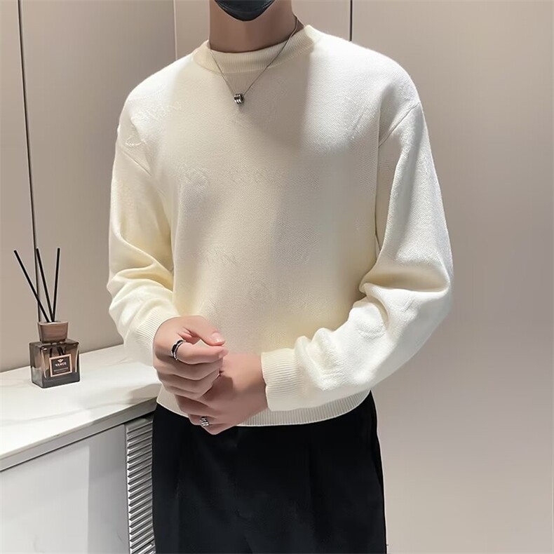 秋冬季圆领长袖轻奢男士休闲提花毛衣男装针织打底衫M887,男装针织衫/毛衣,星座1116A-2（原606A-1）