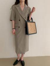 夏季新款双排扣西装连衣裙，女装西装，FULE EDIT