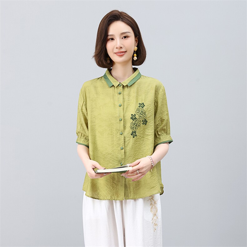 2025夏装新款天丝刺绣上衣,女装衬衫,凝聚力
