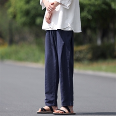 8XL-M亚麻裤男休闲束脚裤潮薄款宽松男生九分锥形哈伦裤K920P58，男装休闲裤，电商D206-1