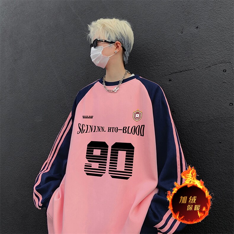 抖音得物供货提供视频秋冬重磅美式宽松织带圆领卫衣0760,男装卫衣,电商A486