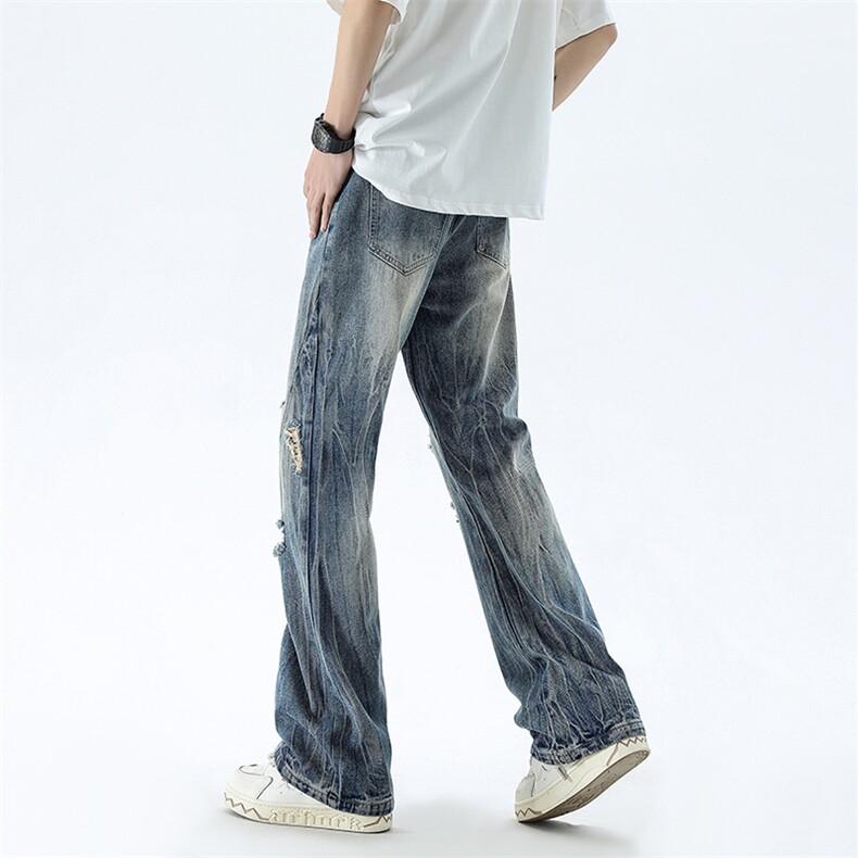 B221美式ins高街暗黑小众夏季重工艺破洞牛仔裤LK24173-P65控88,男装牛仔裤,电商B221