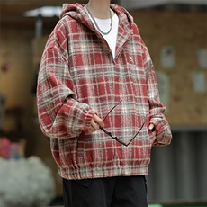工装痞帅夹克美式复古格子连帽日系潮牌外套cityboy男W7922-P58，男装夹克，星座512-4
