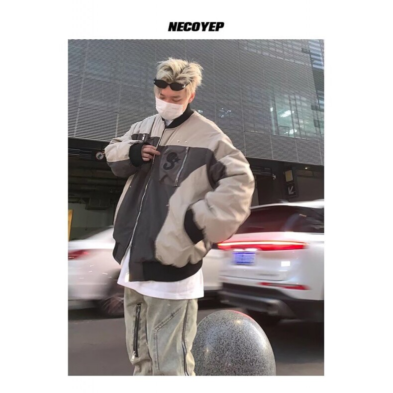 1506-1/MT1041/P74新款男女韩版拼色连帽外套中拉链衫潮牌百搭棉，女装短外套，星座1506-1