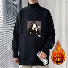 M18122-P45加绒款-P65半高领毛衣男士大码针织衫男毛线衣男，男装针织衫/毛衣，电商A040