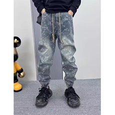 高街复古个性提花牛仔裤男2025春秋新款时尚宽松束脚裤百搭休闲裤，男装休闲裤，星座506A