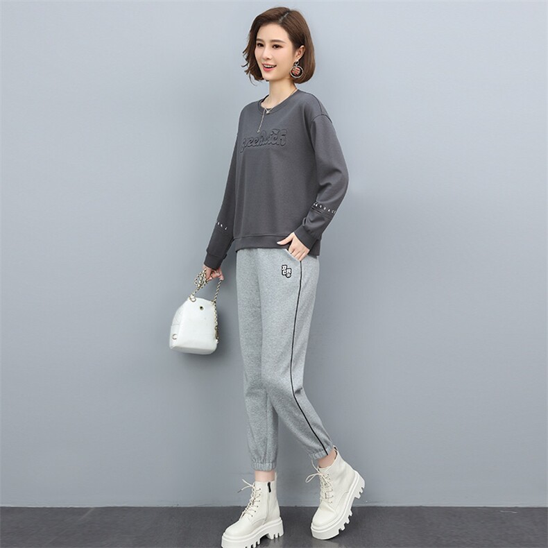 时尚套装女2021年新款运动休闲小香风上衣百搭小个子显高两件套潮,女装套装/套裙,玛其路