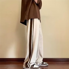 长裤直筒宽松型重磅条纹运动裤子男秋季潮牌宽松青少年慵懒风卫裤，男装休闲裤，星座506A
