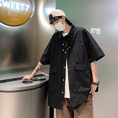 衬衫文艺青春流行夏季五分袖百搭男时尚标准潮新款纯色简约日常，男装衬衫，星座716-2