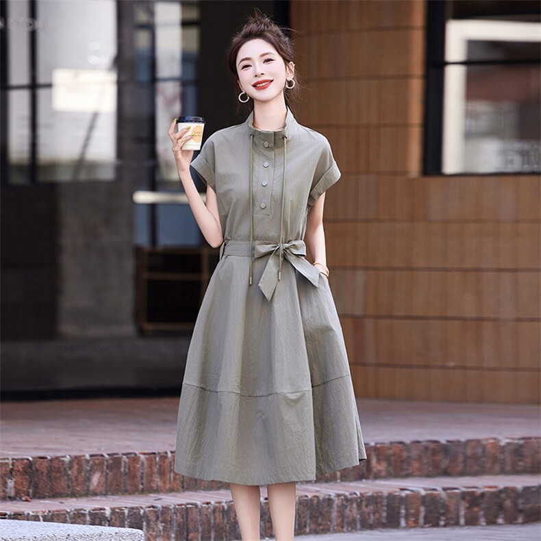 连衣裙女2025新款夏季休闲收腰显瘦小个子大方得体穿搭裙子,女装连衣裙,丽影随形