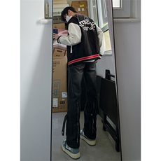 B221美式ins高街小众拉链直筒牛仔裤LK23028-P60控78，男装牛仔裤，电商B221