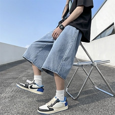 七分裤男韩版潮流高街2025夏季新款ins宽松百搭短裤RK133-P34，男装牛仔裤，星座412-2