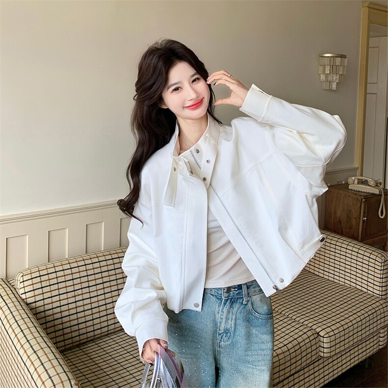 【】短款白色工装休闲外套女春季新款607-P140-K228,女装短外套,2C126