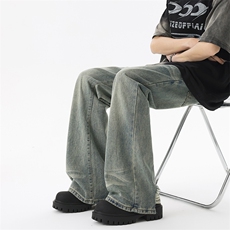 美式高街vibe重工艺做旧水洗hiphop喇叭牛仔裤货号K2402P60，男装牛仔裤，电商A063