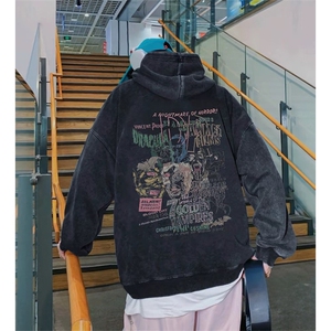得物抖音高品质 360克重磅做旧炒雪花印花连帽水洗卫衣 ASL1601图片