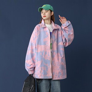 2021春季新中性风蒙马特大码男ins网红夹克扎染翻领外套J6102-P75图片