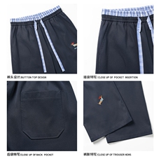 2026春季新款白底大码美式格子拼接刺绣长裤M-5XHK25202-特P25，男装休闲裤，电商A022
