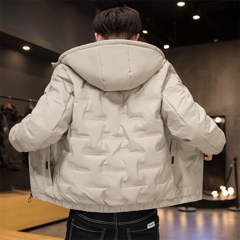 现货足主推短款连帽压花轻薄学生夹克羽绒服面包服班服团体服,男装羽绒服,星座301D-5(原星座1415）