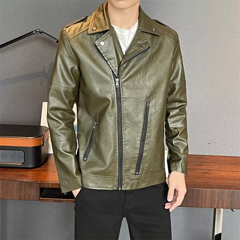美式复古机车服pu皮衣外套男士潮流帅气休闲短款高级感ME007-P75，男装皮衣，星座1109-3