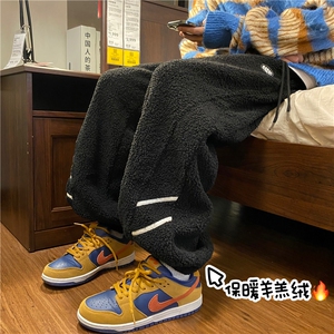 港风冬季新款保暖羊羔绒休闲宽松束脚卫裤B315-K23530-p65控88图片