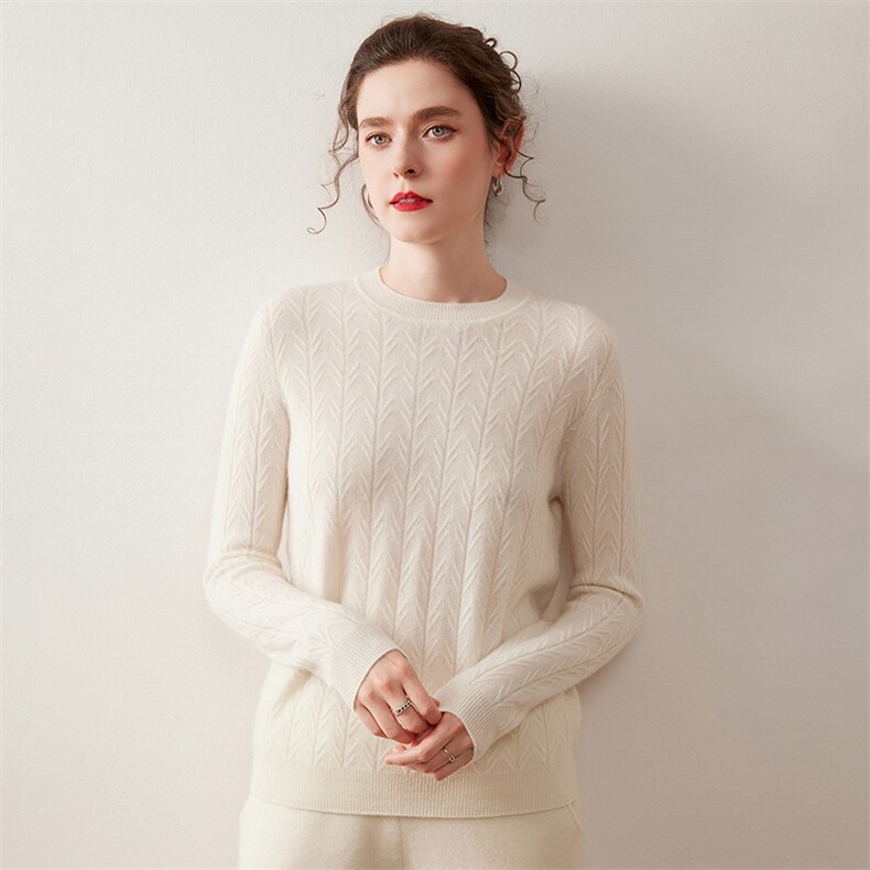 秋冬新款纯色针织套头上衣休闲简约风，女装针织衫/毛衣，绒盛美羊绒