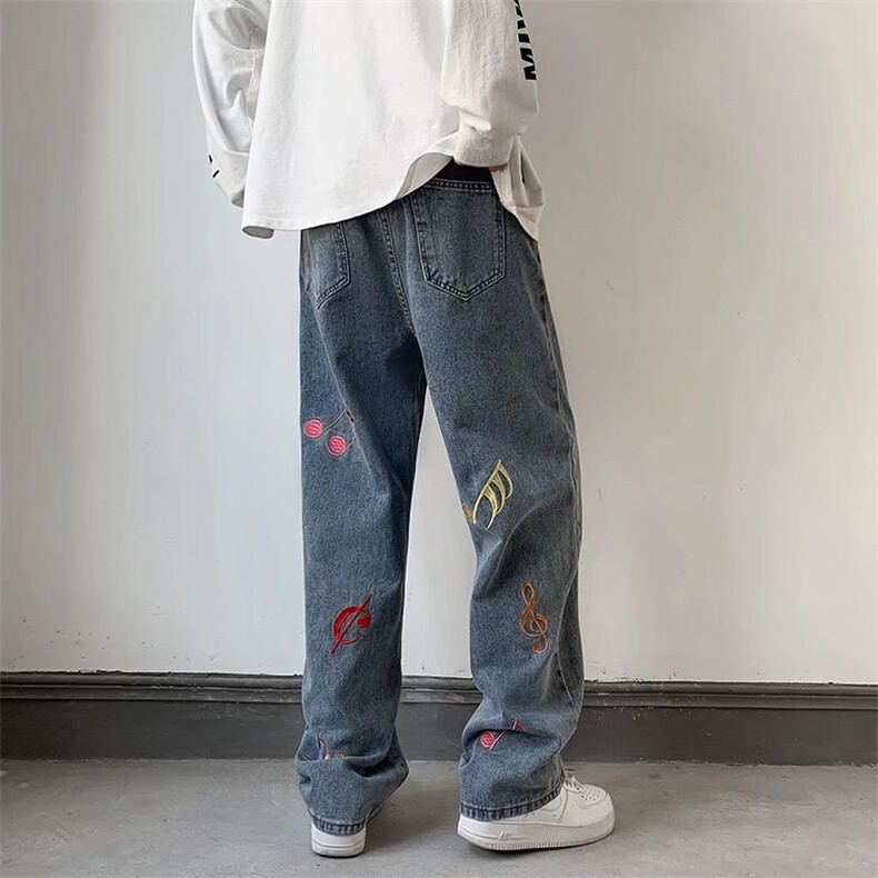 潮牌牛仔裤男宽松束脚春季老爹长裤N7077P40,男装牛仔裤,星座1116-2
