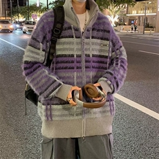 美式复古撞色仿貂绒毛衣男宽松慵懒风针织衫MA603P75，男装针织衫/毛衣，星座1116-2