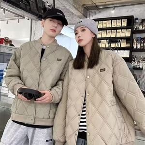 BOYUE帛跃冬季cityboy绣标菱形格棉服青少年男潮棒球棉衣m75p68图片