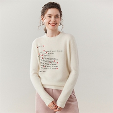 2025百搭时尚简约绣花圆领长袖羊绒衫,女装羊绒衫,艾巧羊绒, 2025百搭时尚简约绣花圆领长袖羊绒衫,女装羊绒衫,艾巧羊绒,