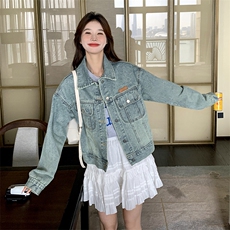 2025秋款现货韩版通勤牛仔外套2C090-1060-P125-K178，女装短外套，2C090