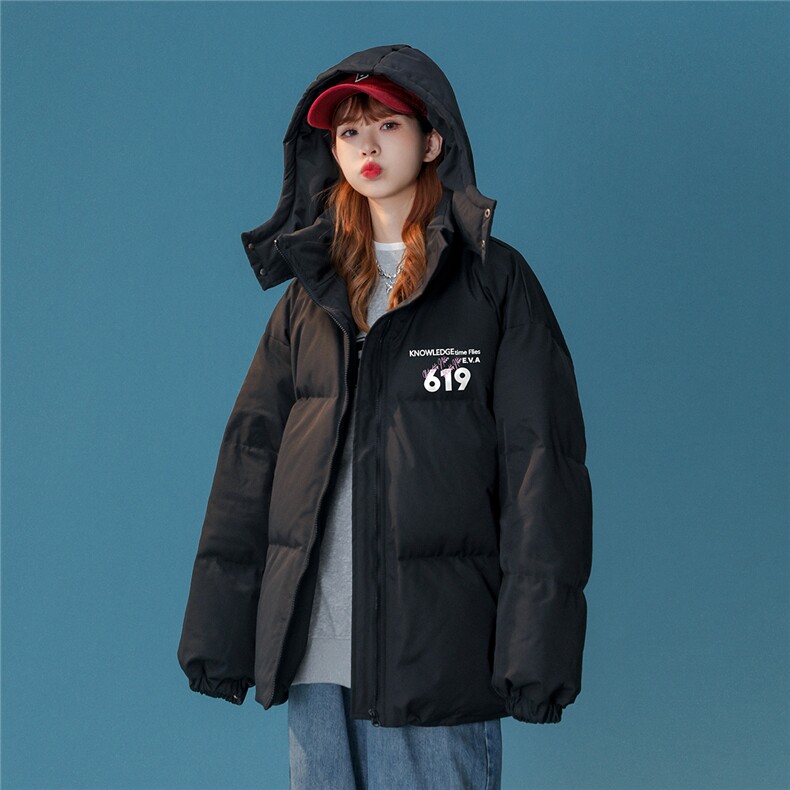 中性风22冬季新款字母印花连帽面包服棉服宽松棉衣MY201P115控148,男装棉衣,A247A