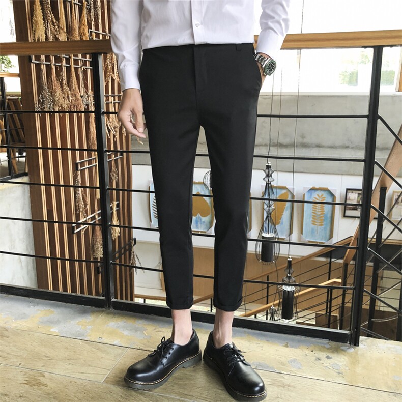春夏发型师裤子绅士修身弹力小脚裤休闲裤长裤九分裤C,男装休闲裤,星座1904A