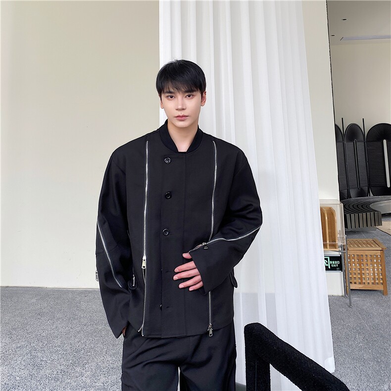 网红高级感重工艺拉链外套男个性潮牌秋装炸街A345-237-P145，女装短外套，电商A345