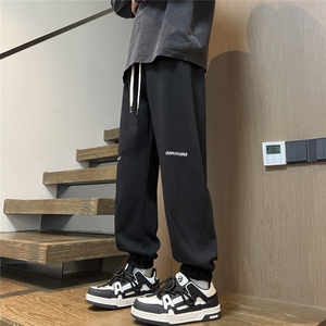 2025秋冬装华棉刺绣休闲裤宽松卫裤潮男 K8766/特P35 黑色图片