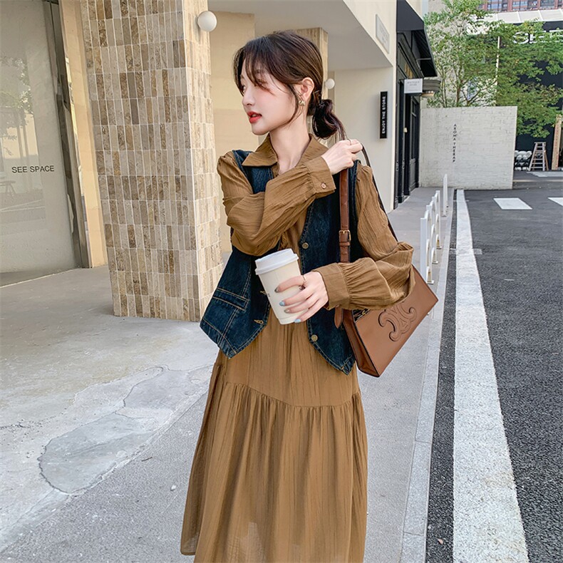 （有货）2026春装新款大版连衣裙+牛仔马甲两件套1D060-p185-k278,女装套装/套裙,1D060