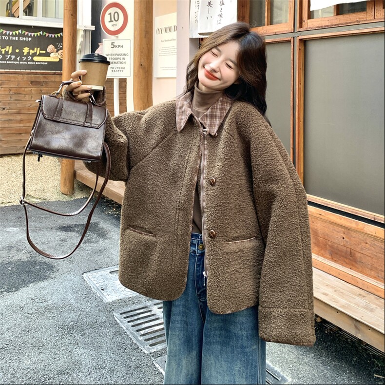 ，数据好！皮毛一体拼接羊羔毛外套8878P205K308,女装棉衣/棉服,2C201