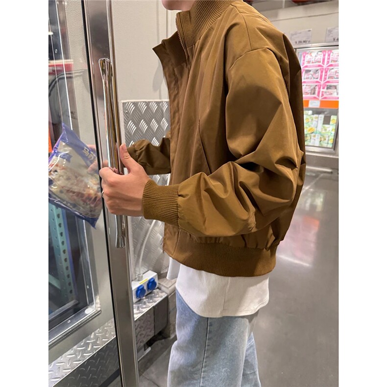 现货26春装美拉德立领飞行夹克纯色复古廓形高街棒球服外套,男装夹克,电商A486-1