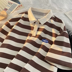 条纹短袖POLO衫男新款夏季重磅翻领t恤休闲半袖情侣上衣TX112-p30，男装Polo衫，星座1008