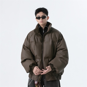 档口图 吐司方格pu皮蓬松保暖棉服防水棉衣M2509-P95图片