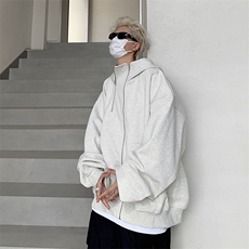 美式双拉链设计重磅百搭宽松落肩连帽开衫卫衣B289-WY3016-特P68，男装卫衣，电商B289