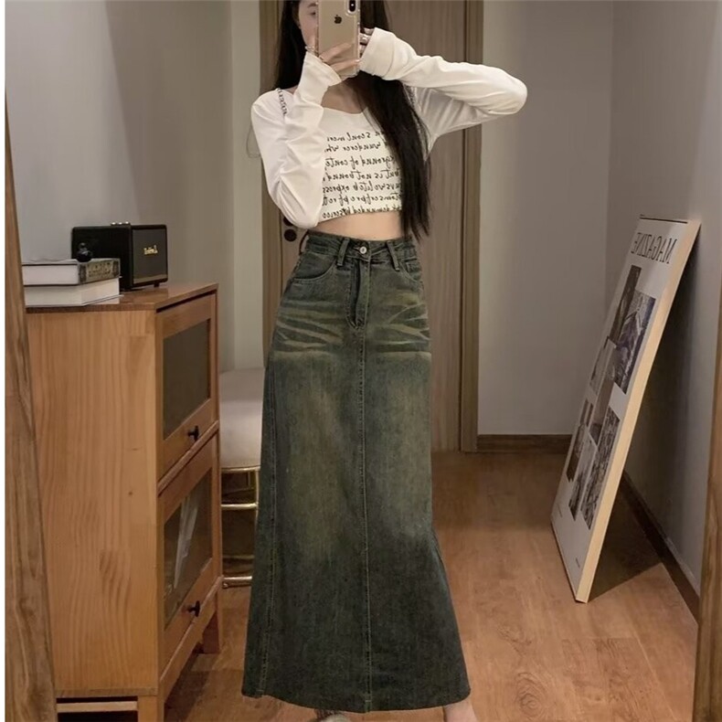 牛仔半身裙女春季显瘦高腰大码胖mm梨形身材遮胯a字裙子D3110/P45,女装牛仔裤,星座506A