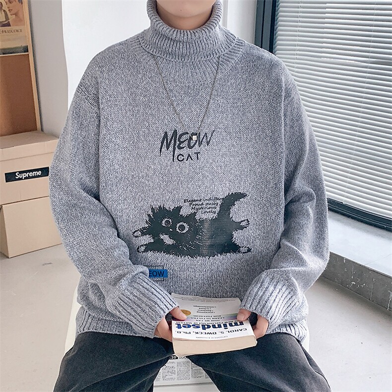 ！秋冬季潮流加厚高领毛衣男百搭印花针织衫毛线衫GM602P55，男装针织衫/毛衣，电商B220
