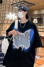 MC302-P50美式高街毛边蝴蝶大流苏贴布情侣控69，男装T恤，星座1611A