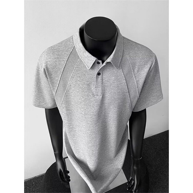夏季正肩翻领polo短袖上衣男款潮流简约宽松百搭半袖t恤PL22 P35图片