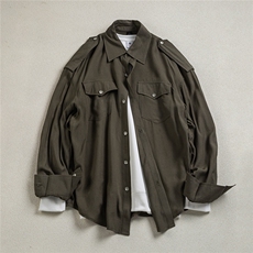 B413-1-DX6161美式复古纯色长袖衬衫春夏松弛感休闲宽松百搭上衣，男装衬衫，电商B413-1