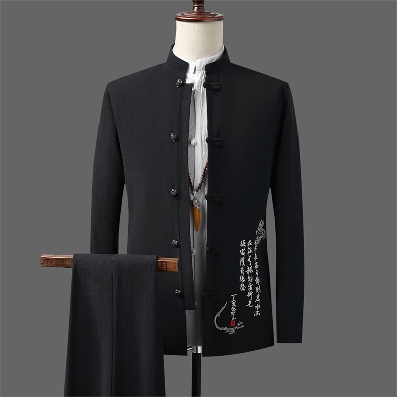 秋冬季风中山装秋装01套装男士唐装两件套A334-TZ705-P100，男装民族服装，电商B339(原A334）