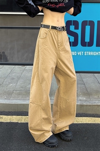8XL-M 工装裤男秋季日系男直筒宽松阔腿休闲弯刀裤子男K9177P65图片
