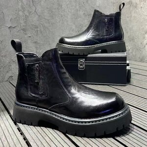 X4599-275马丁靴男士厚底冬季新款加绒短靴时尚切尔西靴男图片